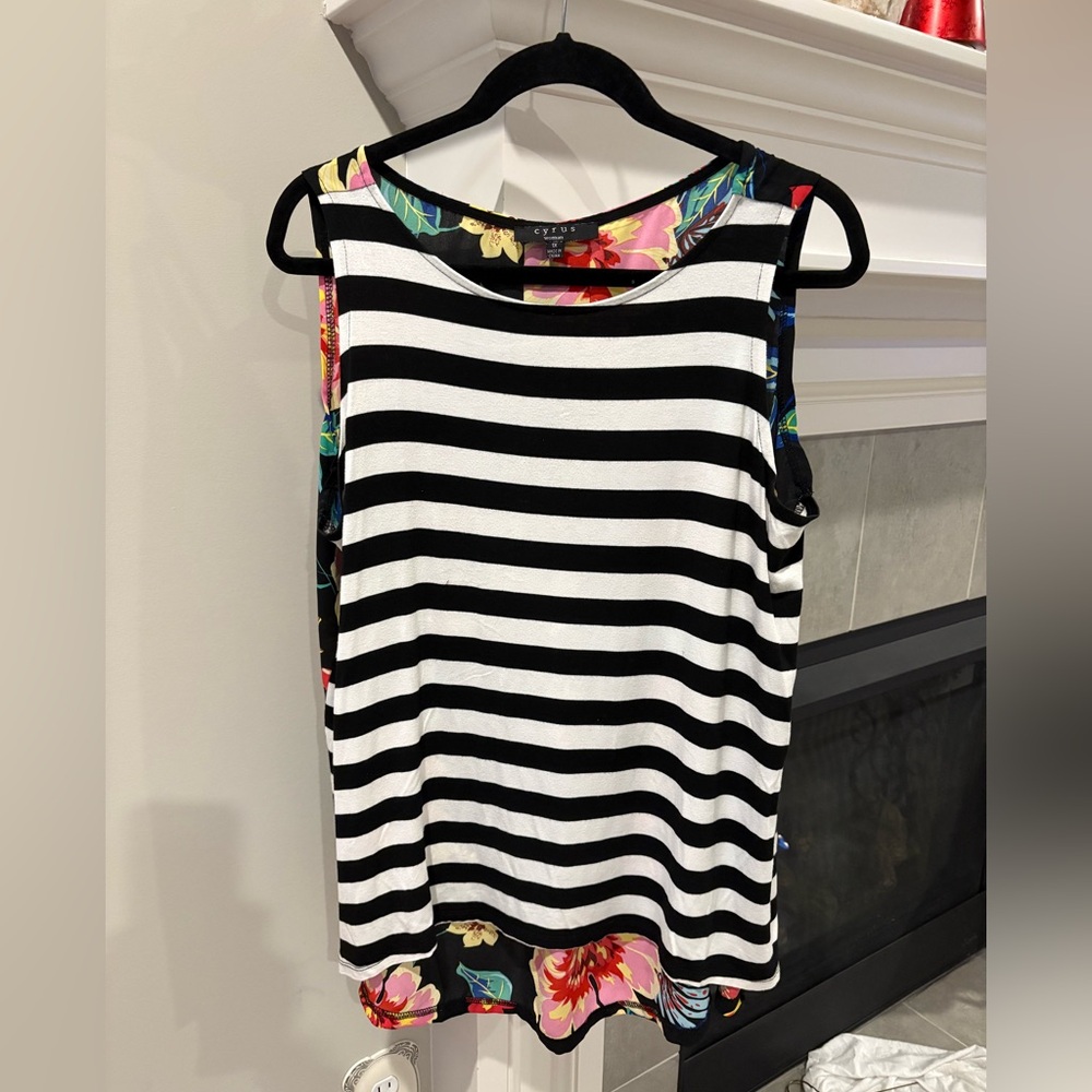 Cyrus Black and White Striped Tank Top